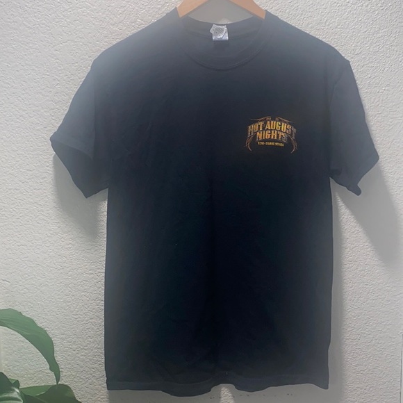 Gildan Hot August Nights Tee Black Orange Size M - Picture 2 of 6